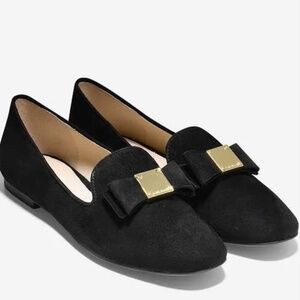Cole haan tali bow loafer black suede size 7
